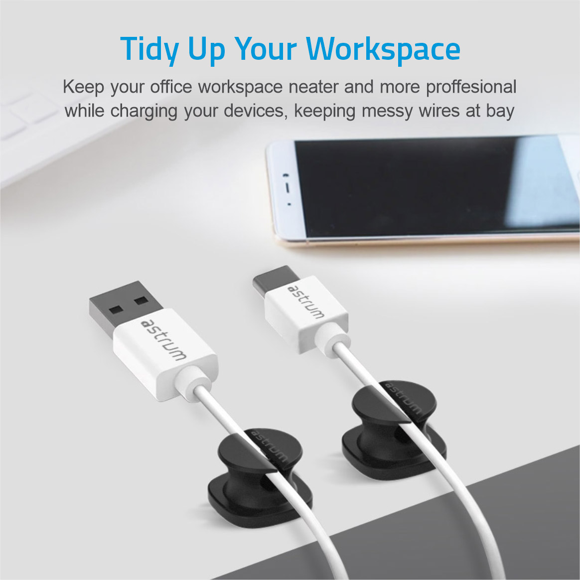 CO060 Mini Cable Organizer Clips - 4 Piece Set - Black image 2