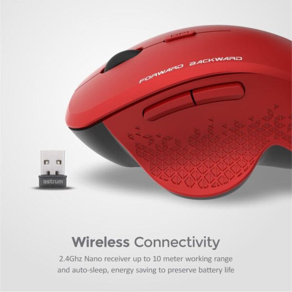 6B Wireless Optical Mouse - MW280 Red image 2
