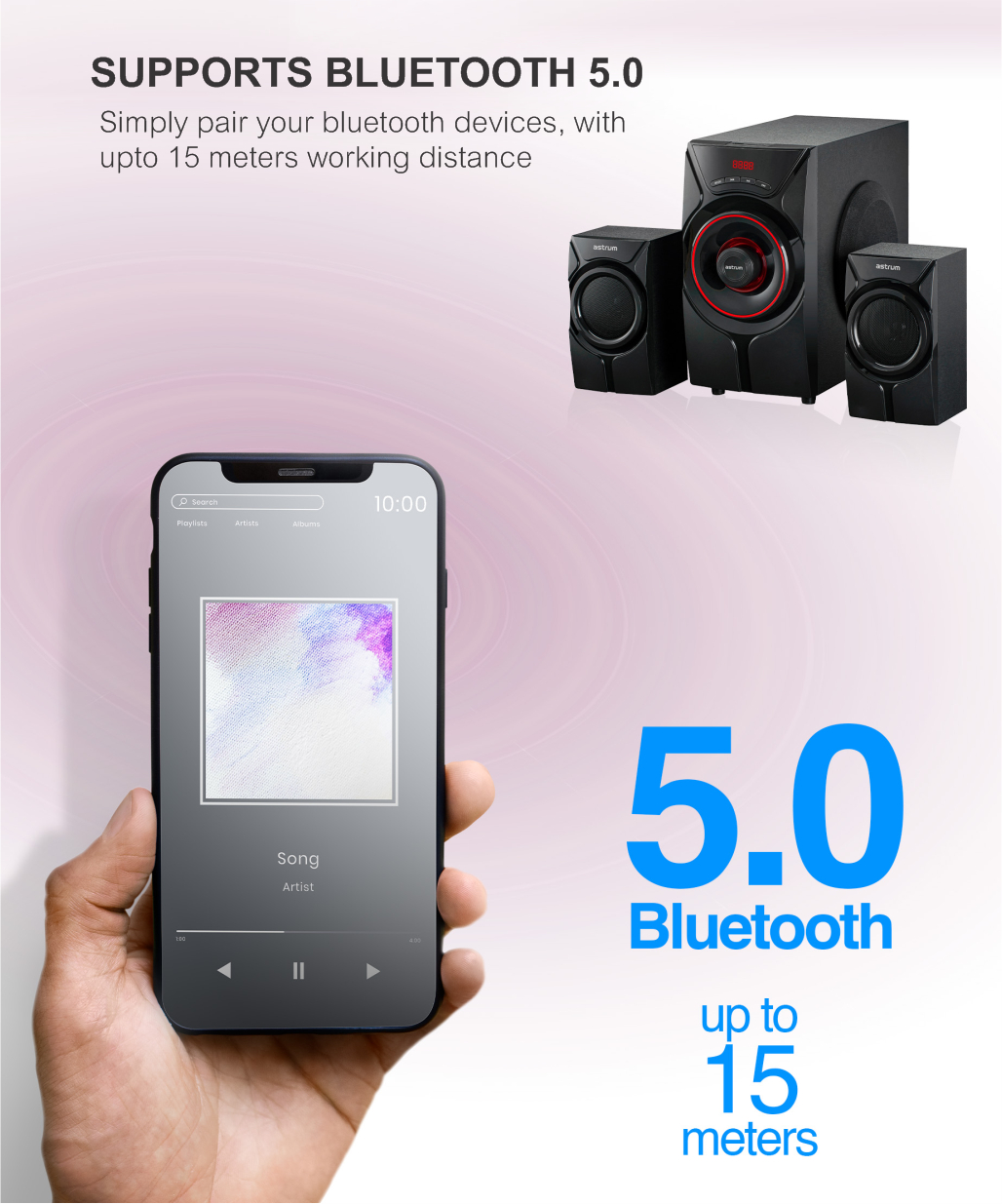 SM410 70W 2.1CH LED Light Multimedia Wireless Speaker image 3
