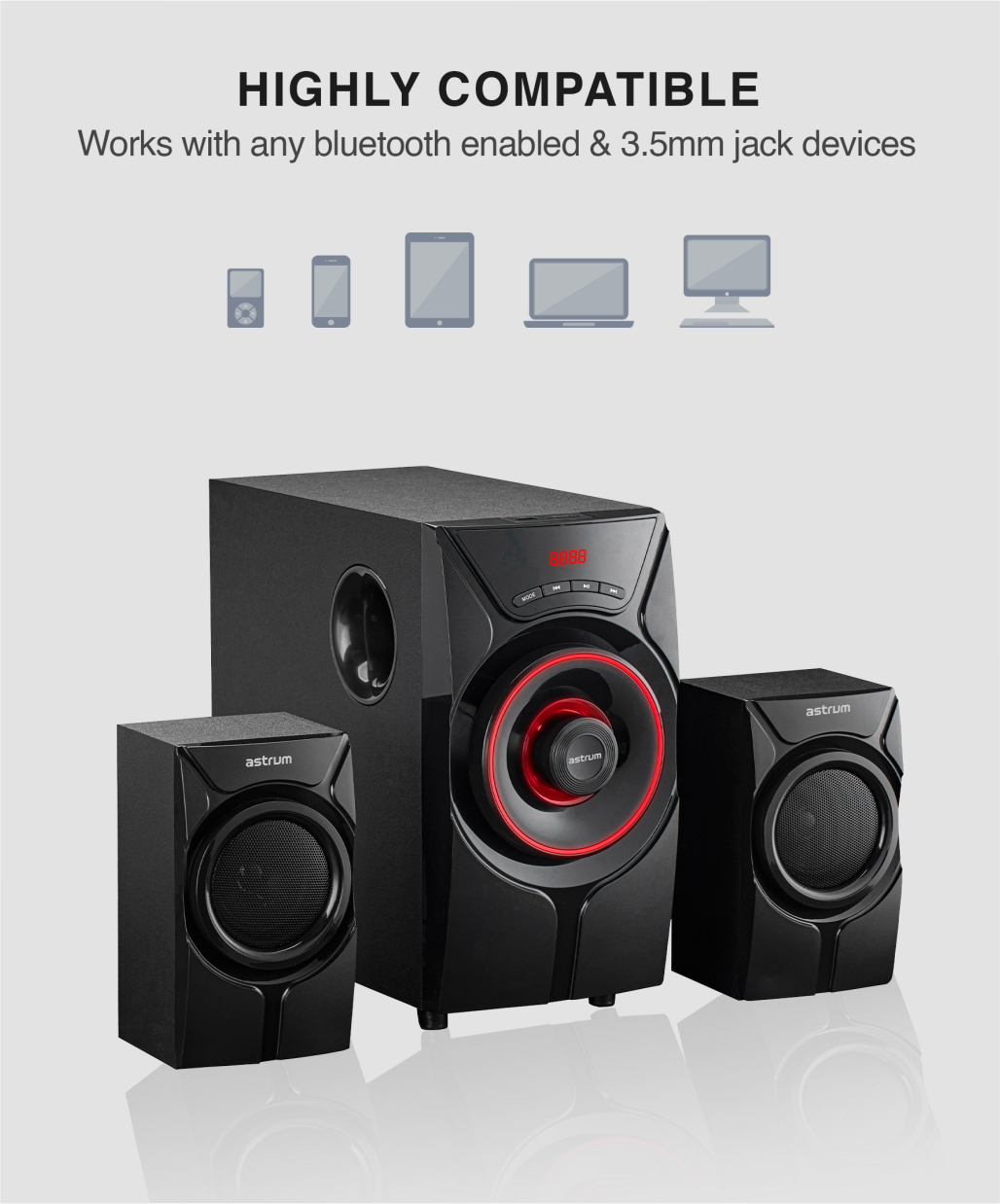 SM410 70W 2.1CH LED Light Multimedia Wireless Speaker image 5