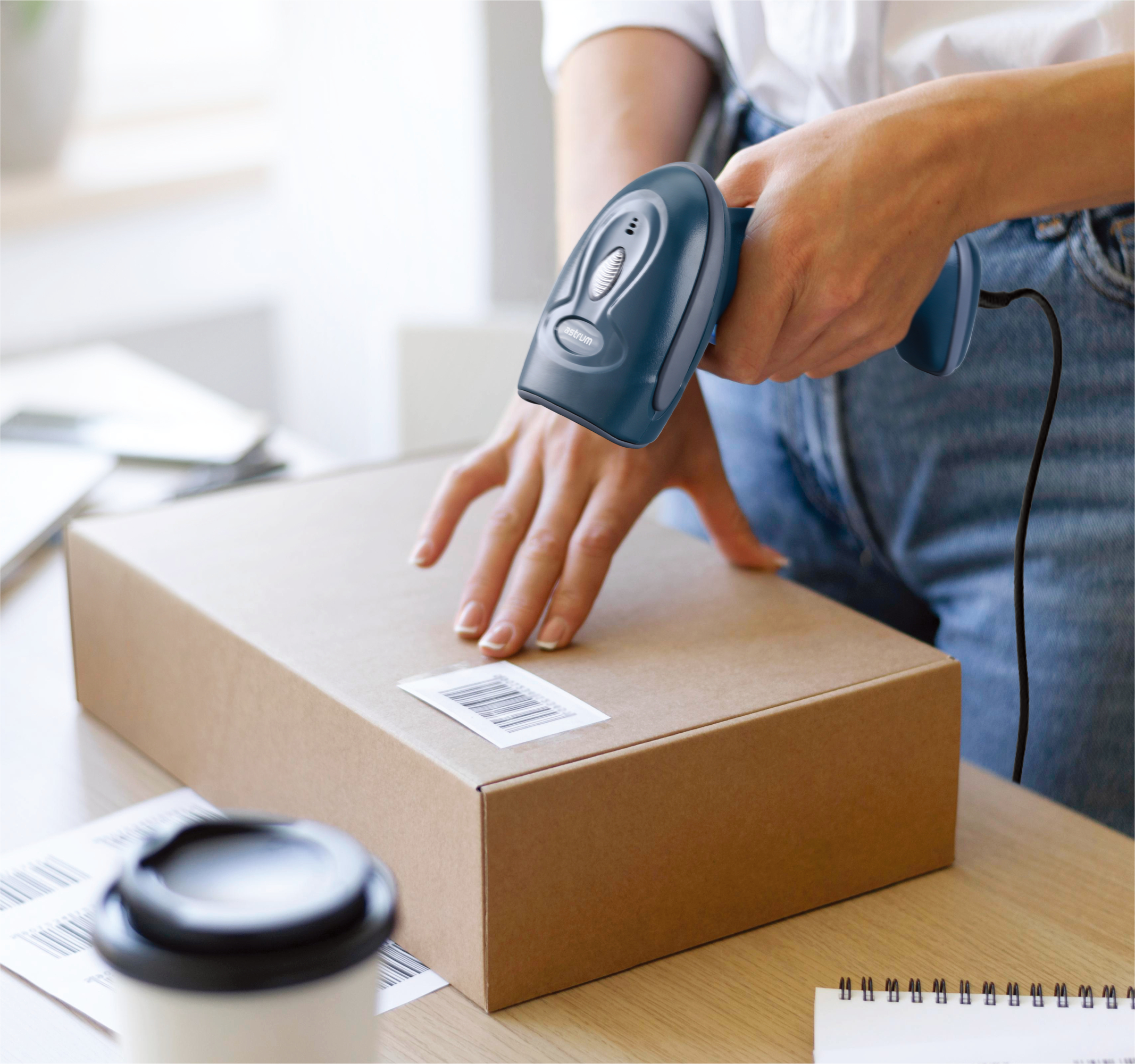 BS120 2D Laser Barcode Scanner USB Handheld with Stand image 5