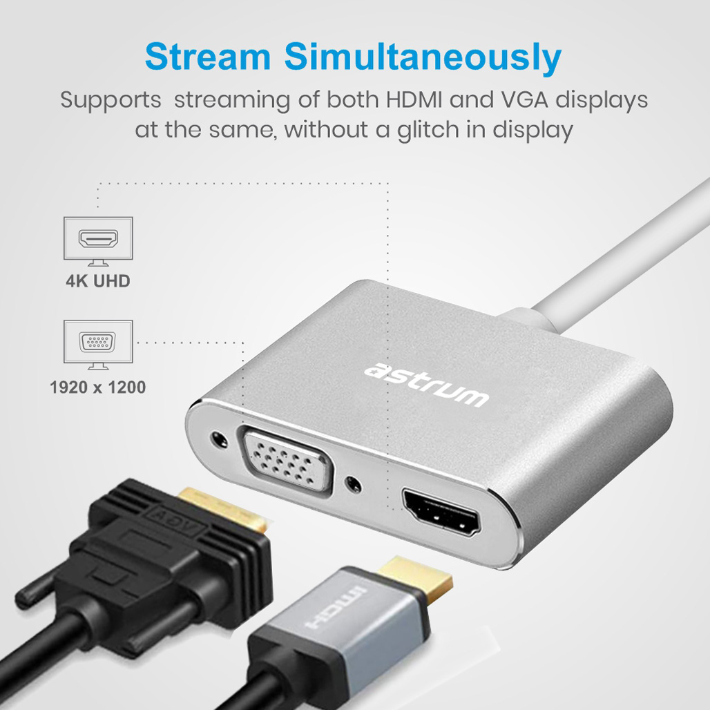 USB-C to VGA & HDMI Adapter | 4K HDMI + 1080P VGA - DA660 image 4