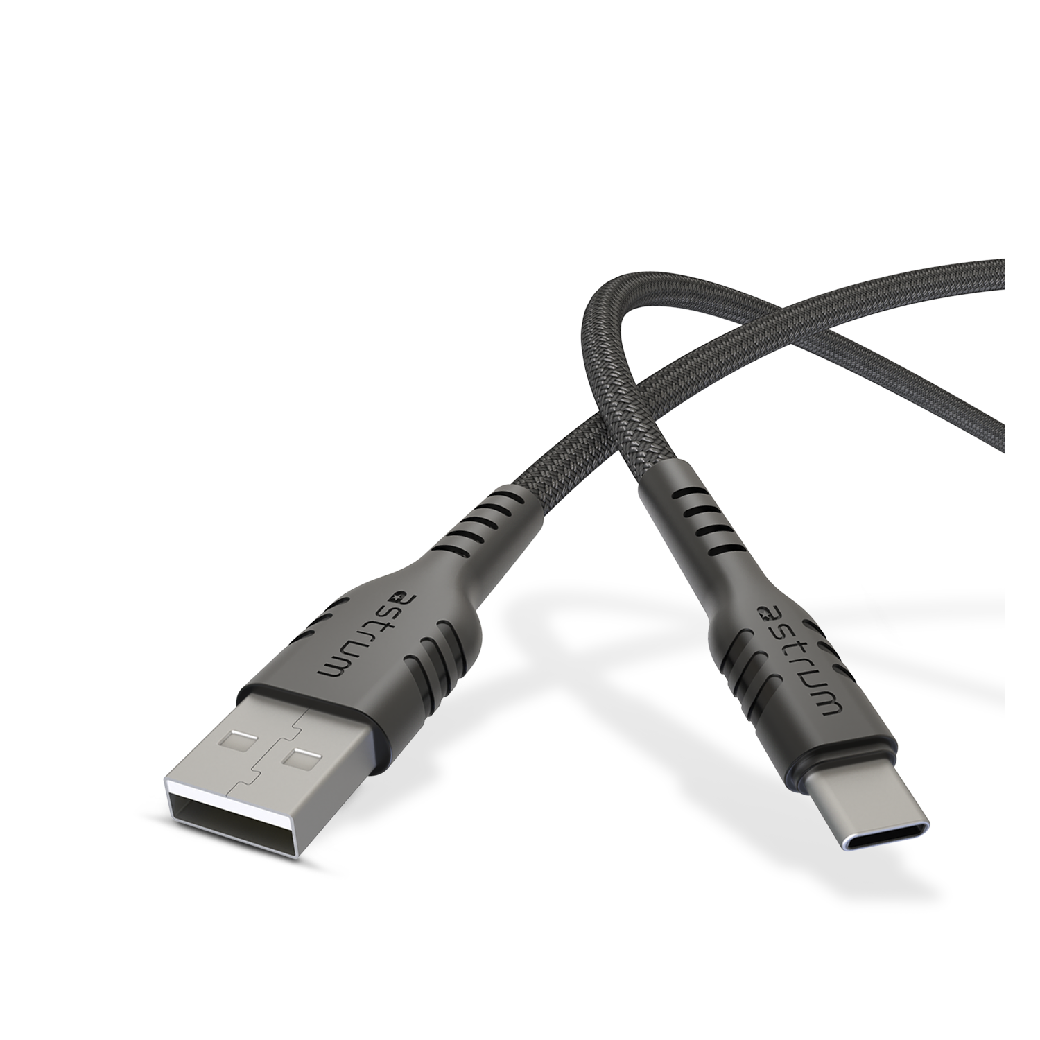 Astrum USB 2.0 Braided USB-A to USB-C Cable, 3A, 1.0m, Black – UAC20B