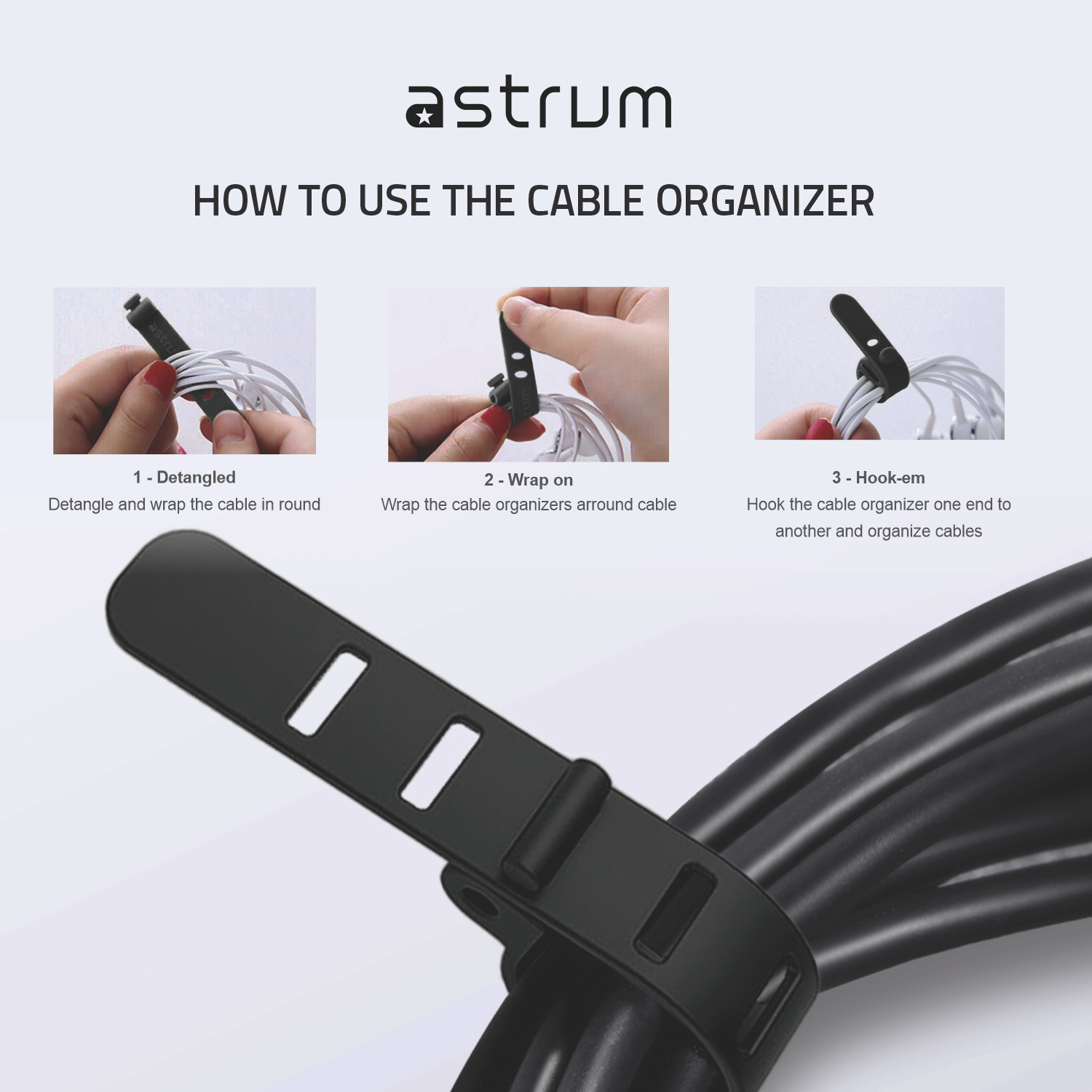 CO210 10-Pack Silicon Cable Organizer Straps for Efficient Cable Management and Organization image 3