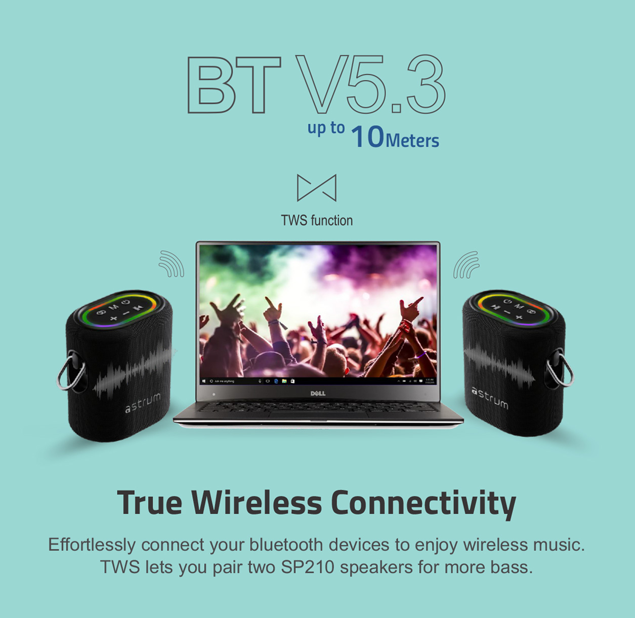 SP210 Bluetooth Waterproof  IP6 Speaker, 25W DSP TF LED TWS AUX MIC image 3