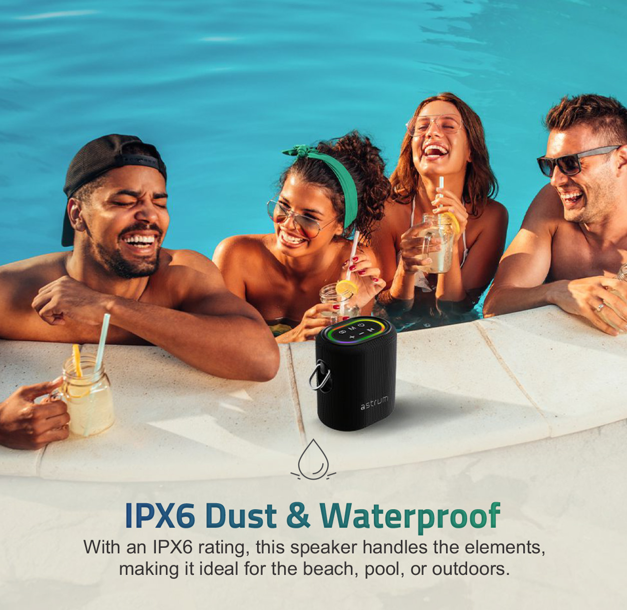 SP210 Bluetooth Waterproof  IP6 Speaker, 25W DSP TF LED TWS AUX MIC image 5