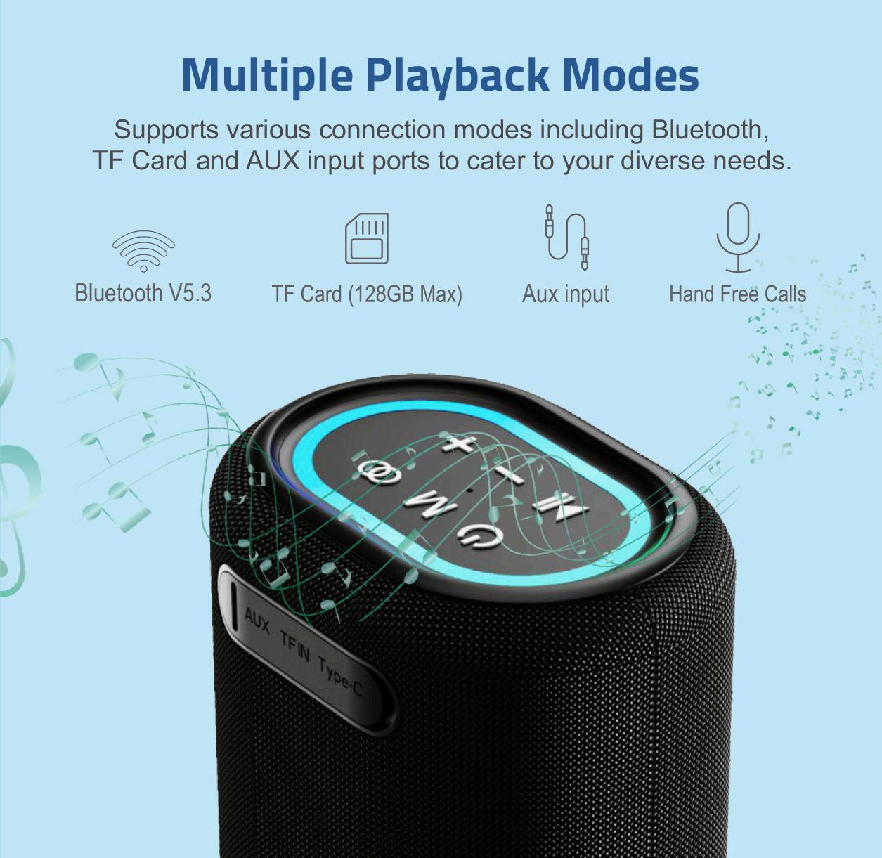 SP210 Bluetooth Waterproof  IP6 Speaker, 25W DSP TF LED TWS AUX MIC image 6