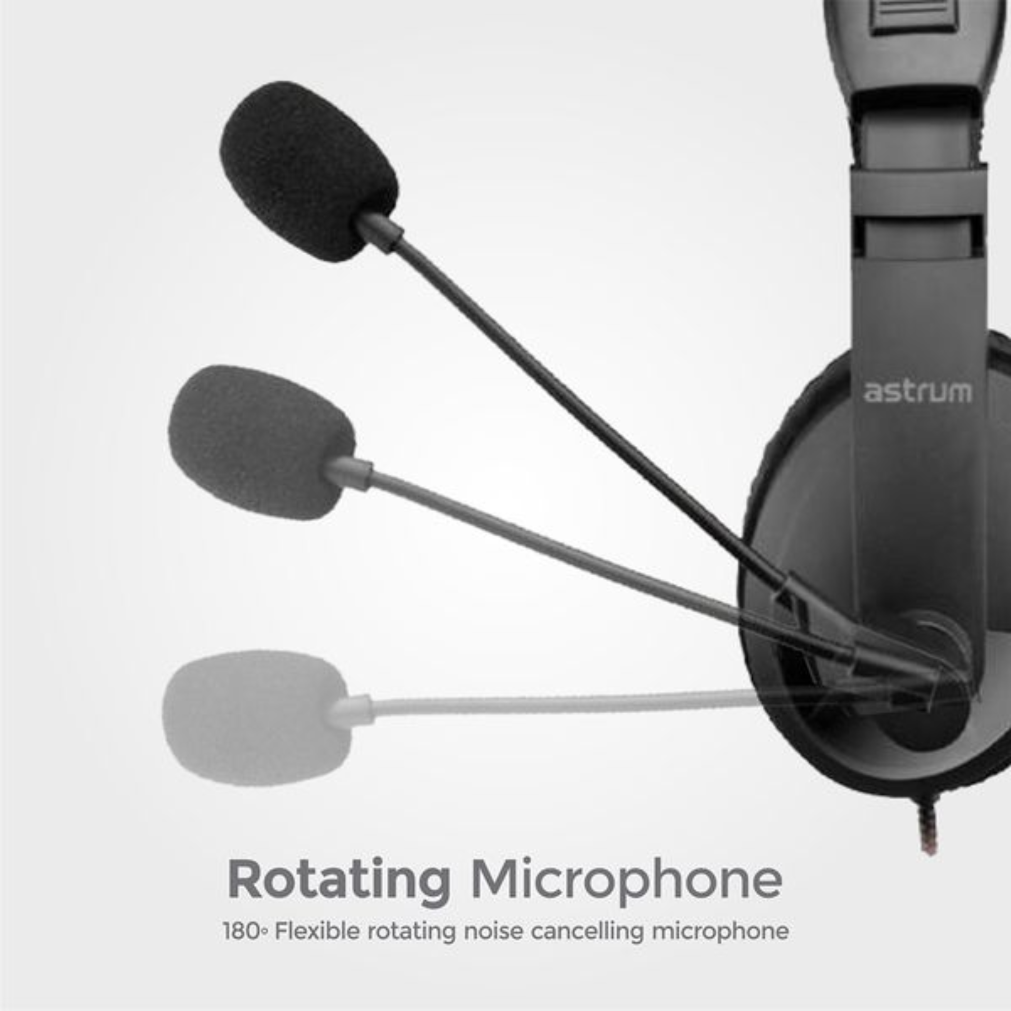 HS220 Over-Ear Wired Stereo Headset with Rotating Mic - Black image 2