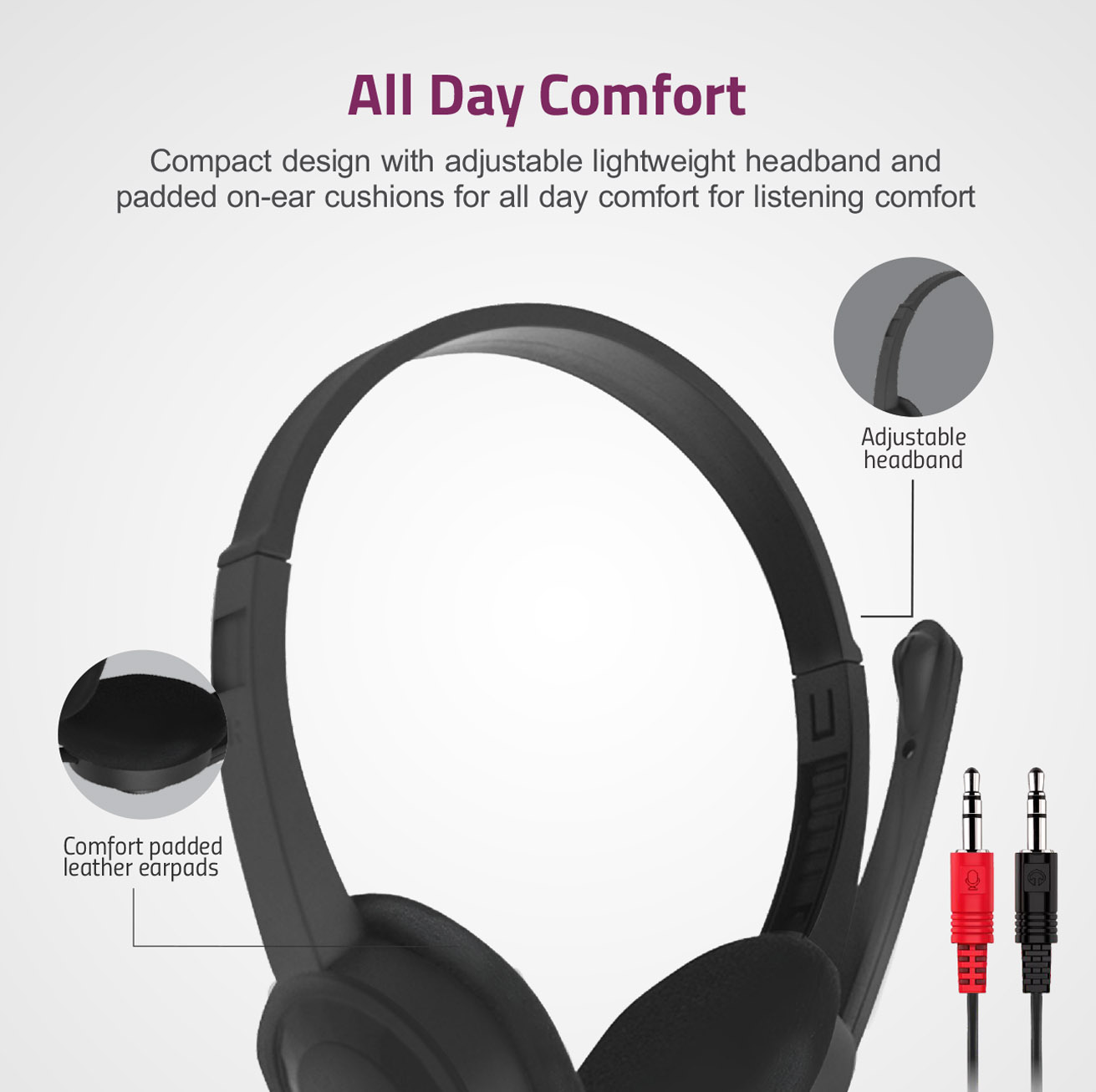 HS240 On-Ear Wired Stereo Headset with Flex Mic Dual 3.5mm Aux image 3