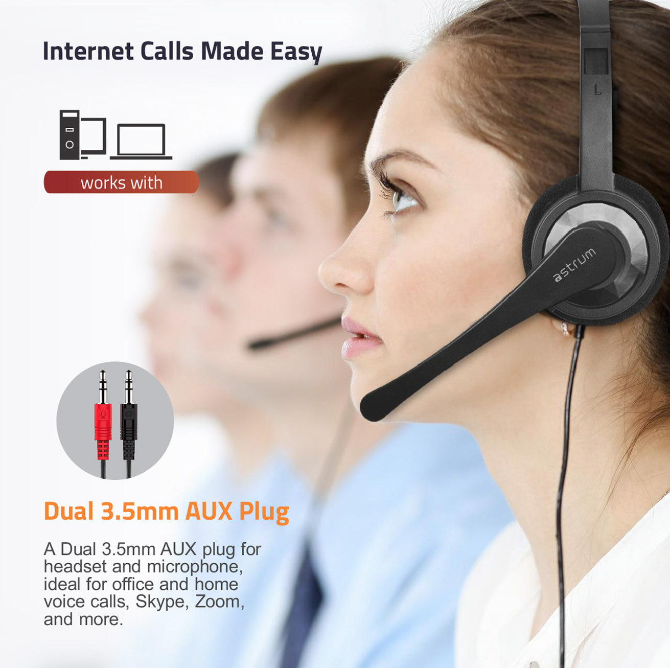 HS240 On-Ear Wired Stereo Headset with Flex Mic Dual 3.5mm Aux image 5