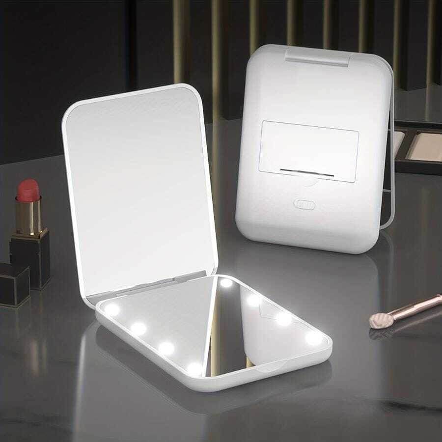 Portable Handheld Foldable Led Light Makeup Mirror image 3