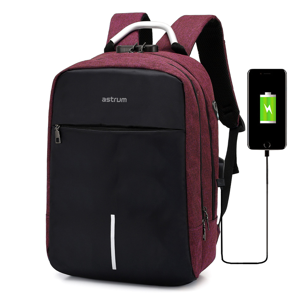 LB220 BACKPACK OXFORD 300D 15″ RED/BLACK image 2