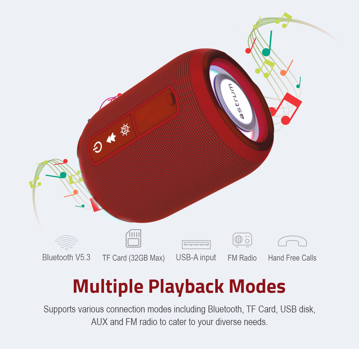 SP110 Portable Bluetooth Speaker 5.3, TF Card FM USB RGB Light TWS image 5