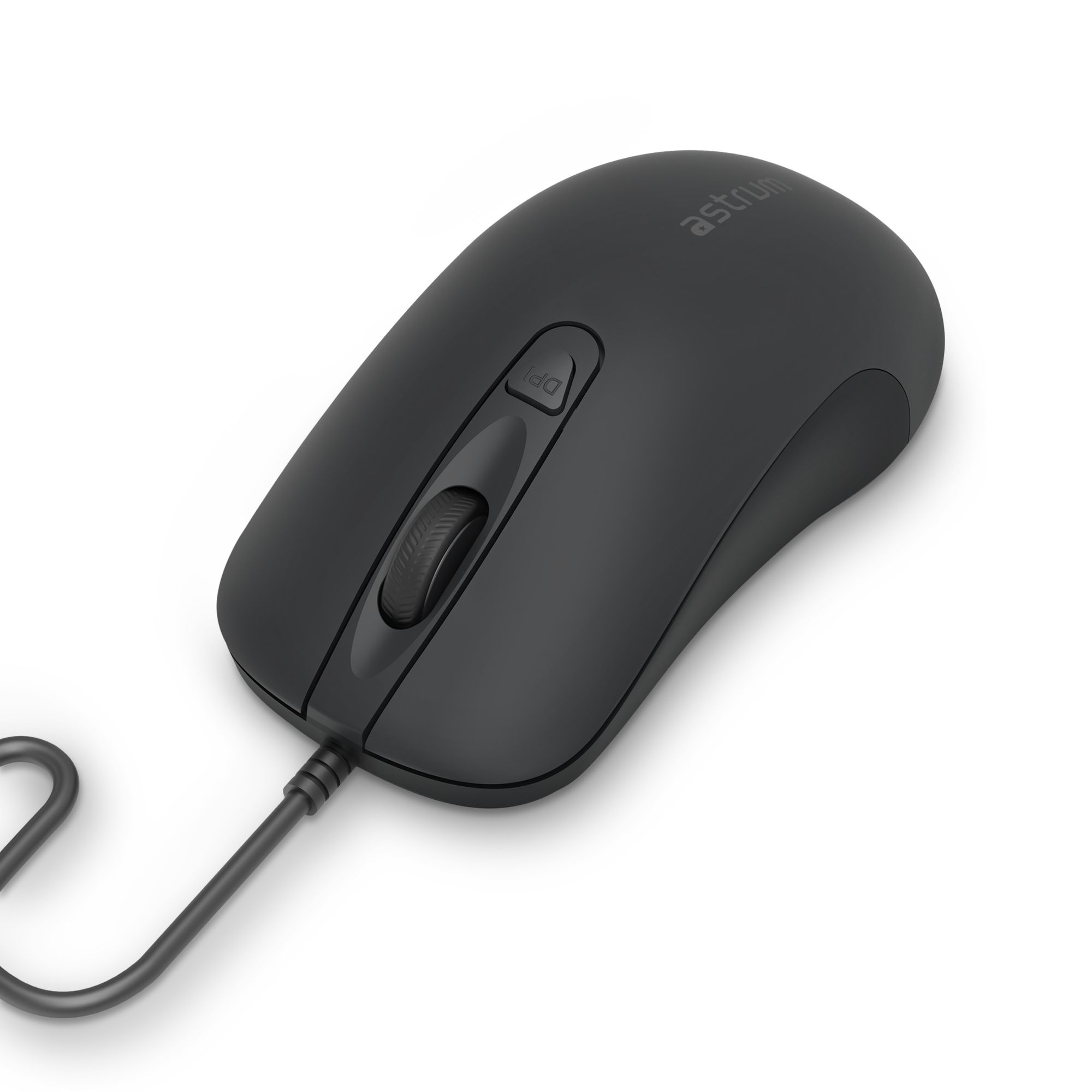Astrum Full Size Wired Optical Mouse, 1600 DPI, 4 Buttons, 1.5m – MU10 (Black)