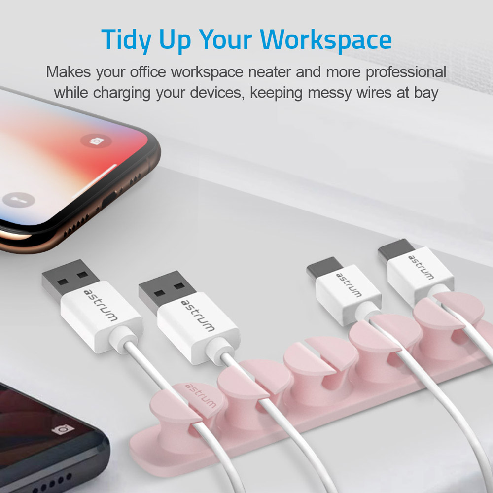CO110 Cable Organizer Clips – 5 Bays, 4 Storage Compartments – Pink image 2