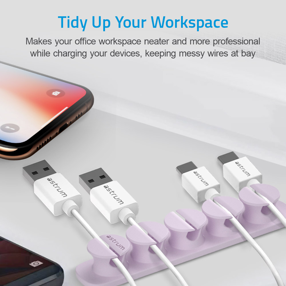 CO110 Cable Organizer Clips – 5 Bays, 4 Storage Compartments – Purple image 2