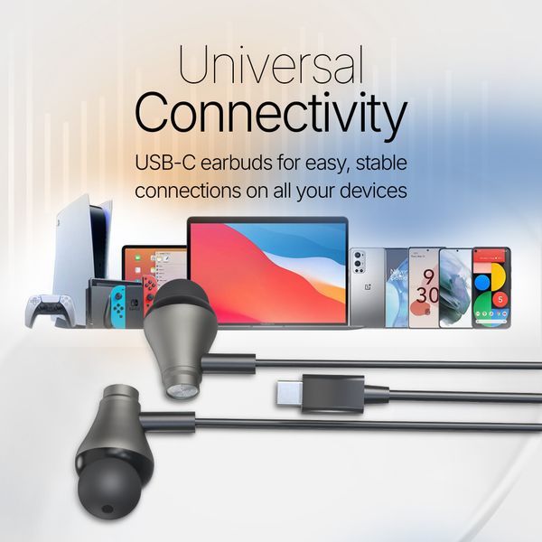USB-C Wired Earphones – Hi-Fi Sound, In-Line Controls, 1.2m & Mic WIREZ10C image 4