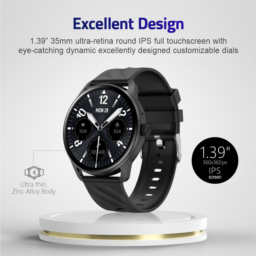 MT410 Smart Watch 1.39 HD IPX68 with BT Calls Sports HR BP BO - Silver image 2