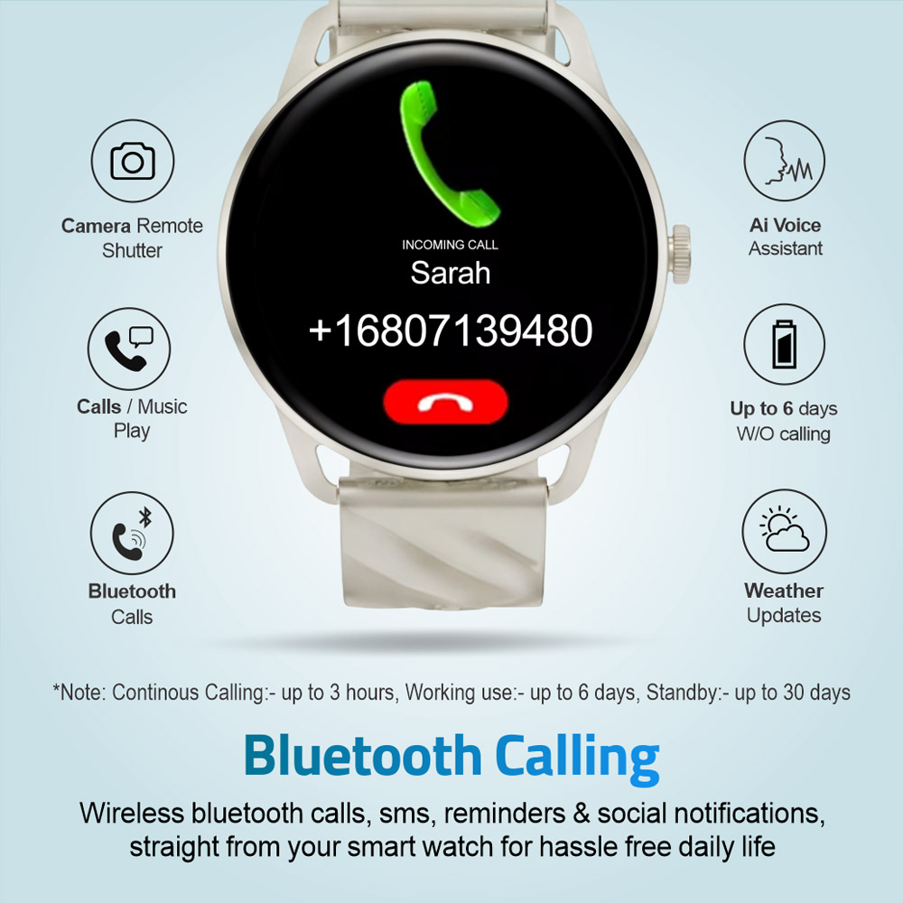 MT410 Smart Watch 1.39 HD IPX68 with BT Calls Sports HR BP BO - Silver image 3