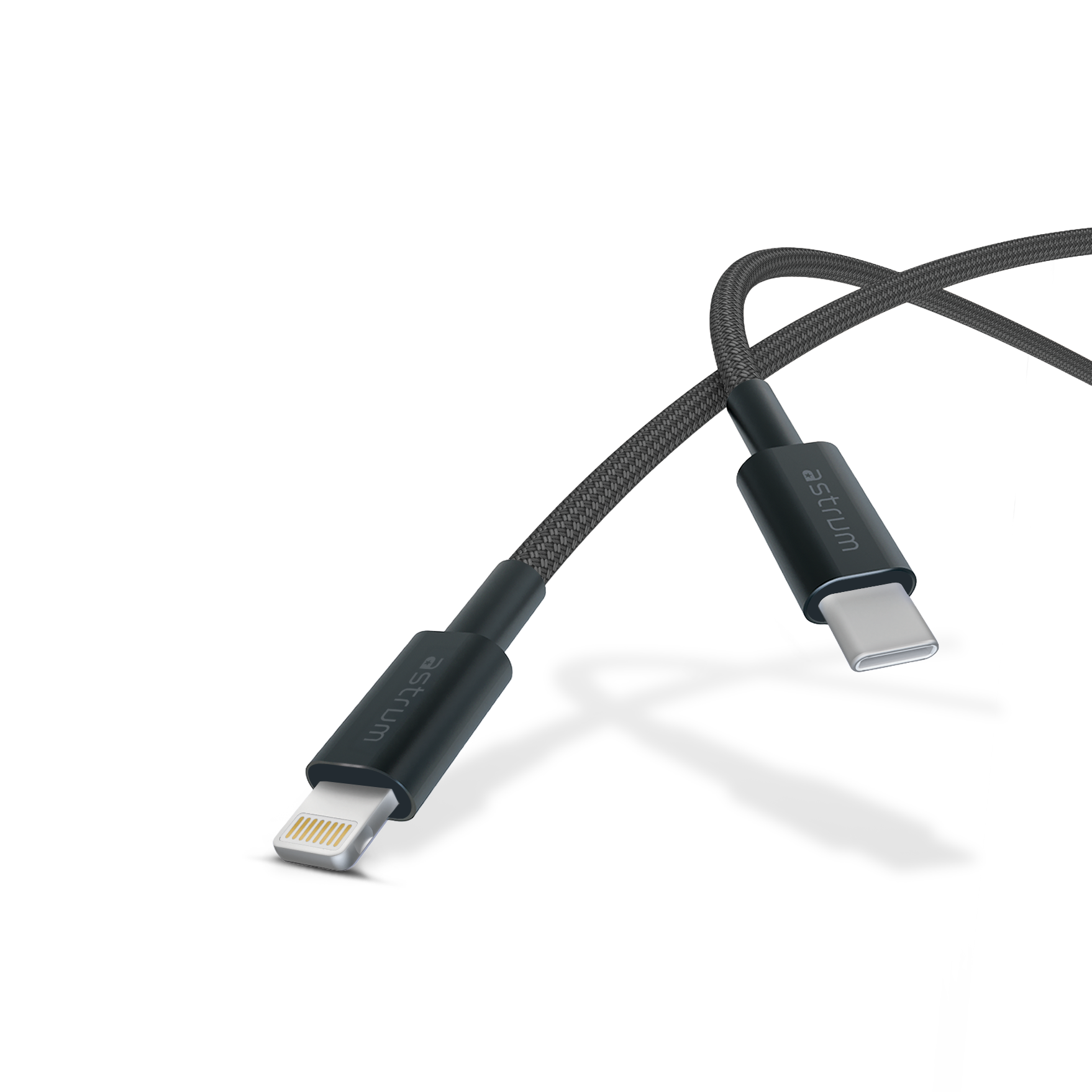 Astrum Braided USB-C to Lightning Cable, 3A, 480Mbps, 1.0m, Black – UCL20B