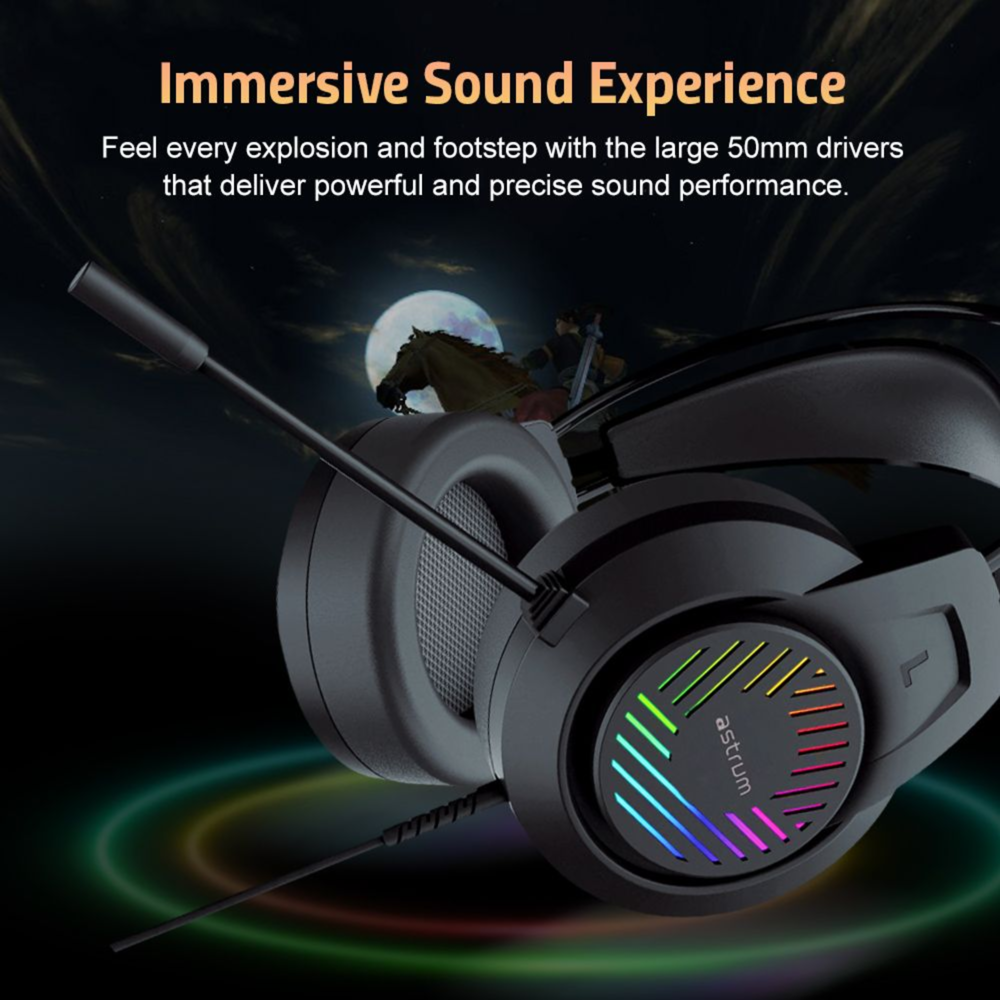 Wired Gaming Headset, 2 x 3.5mm with Boom Mic and USB LED - HG100 image 6