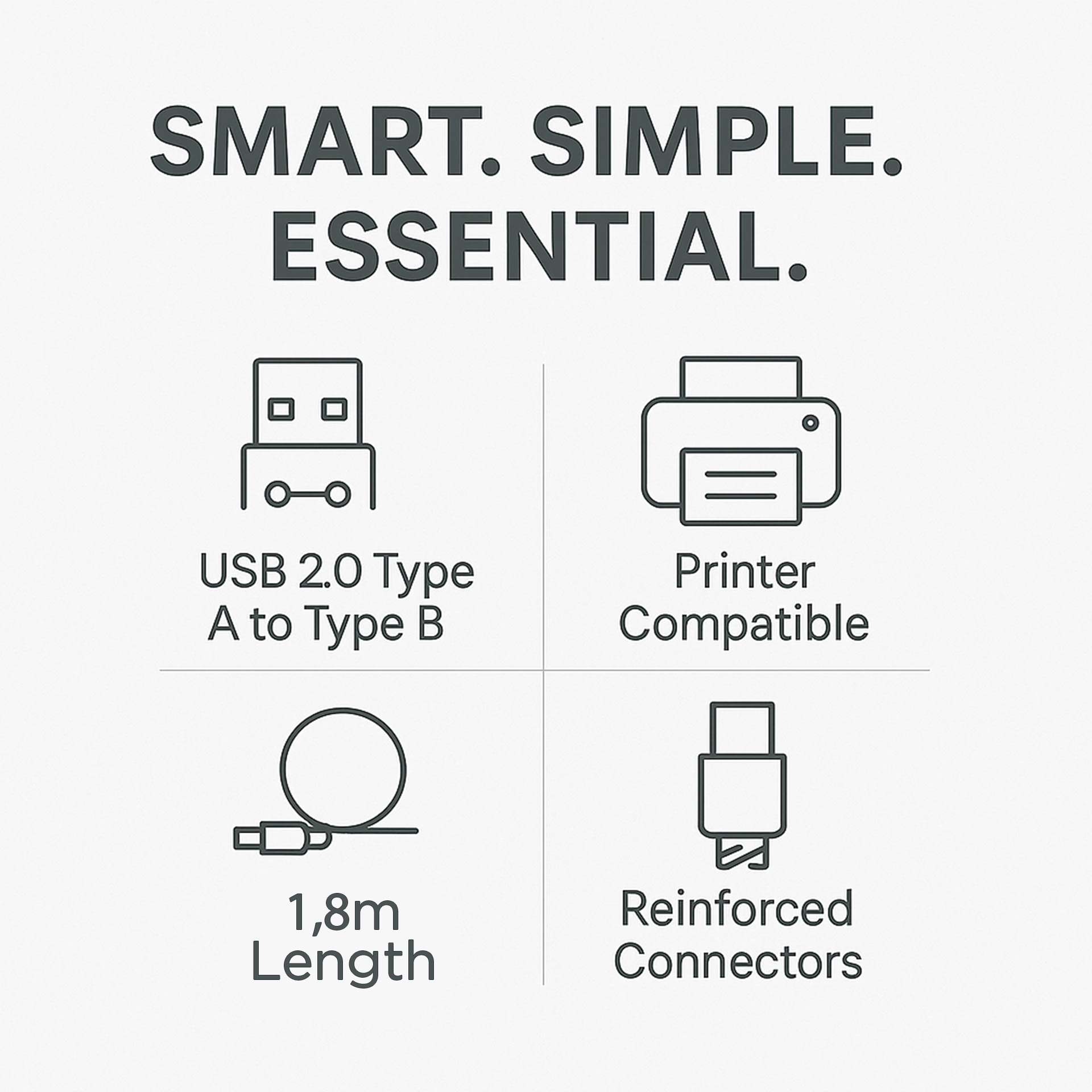 UB201 USB 2.0 Male to Male 1.8m Printer Cable image 5