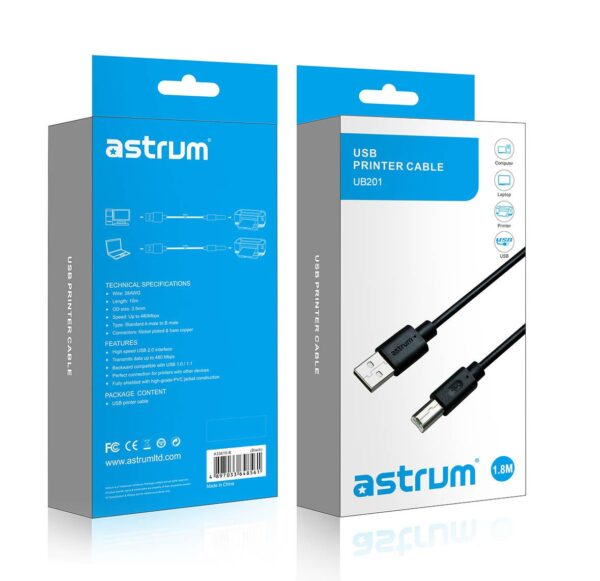UB201 USB 2.0 Male to Male 1.8m Printer Cable image 6