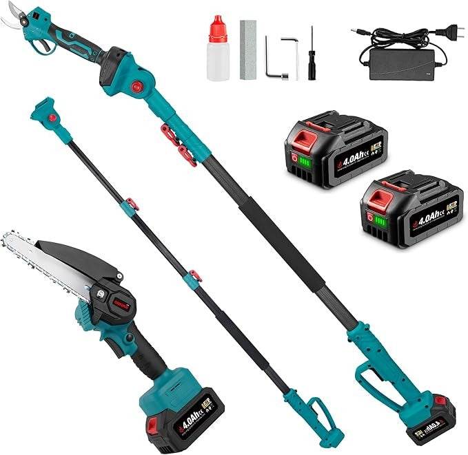 4in1 Cordless Pole Mini Saw And Pruning Shear (2x48v Batteries)
