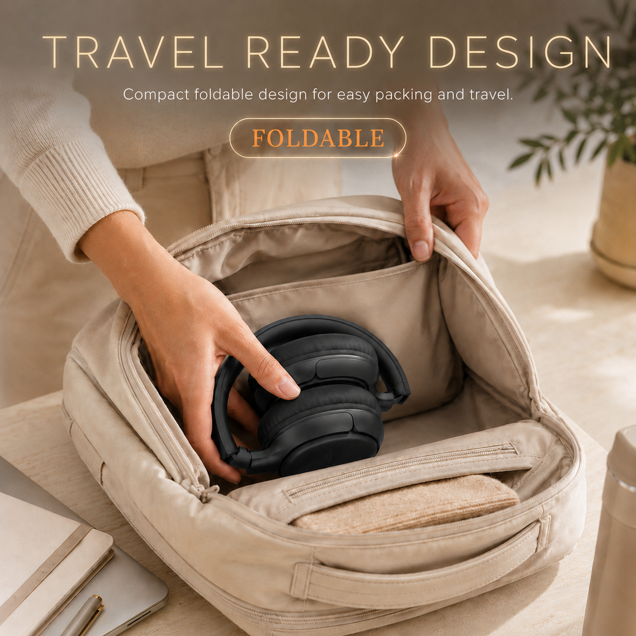 Astrum ENC Wireless Headphones, 80Hr, BT 6.0, Multipoint, Foldable - EaseGo image 3