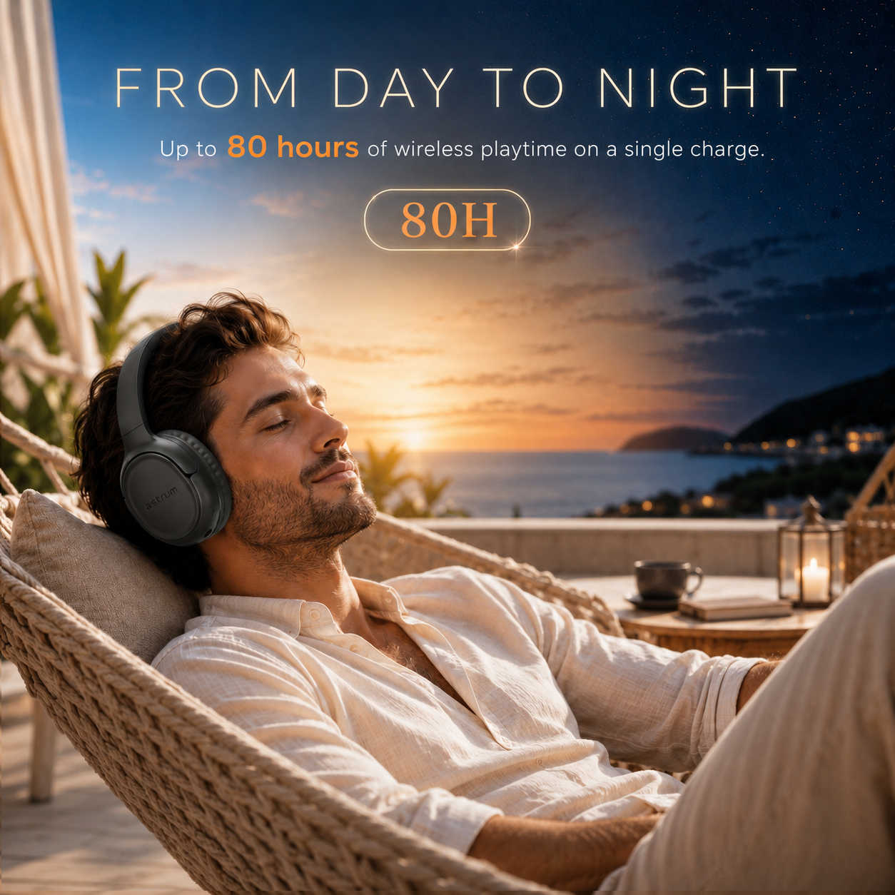 Astrum ENC Wireless Headphones, 80Hr, BT 6.0, Multipoint, Foldable - EaseGo image 2