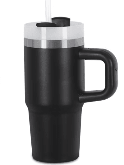 Mini Stainless Steel Flask with Handle and Straw (600ml) image 2