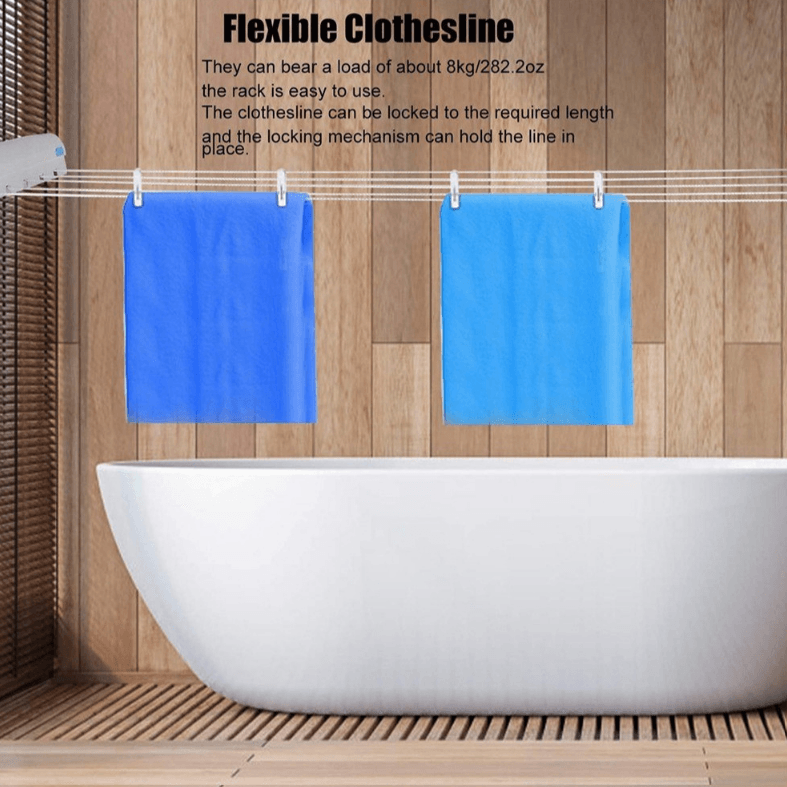Retractable Clothes Drying Line with Hanger Clips image 2
