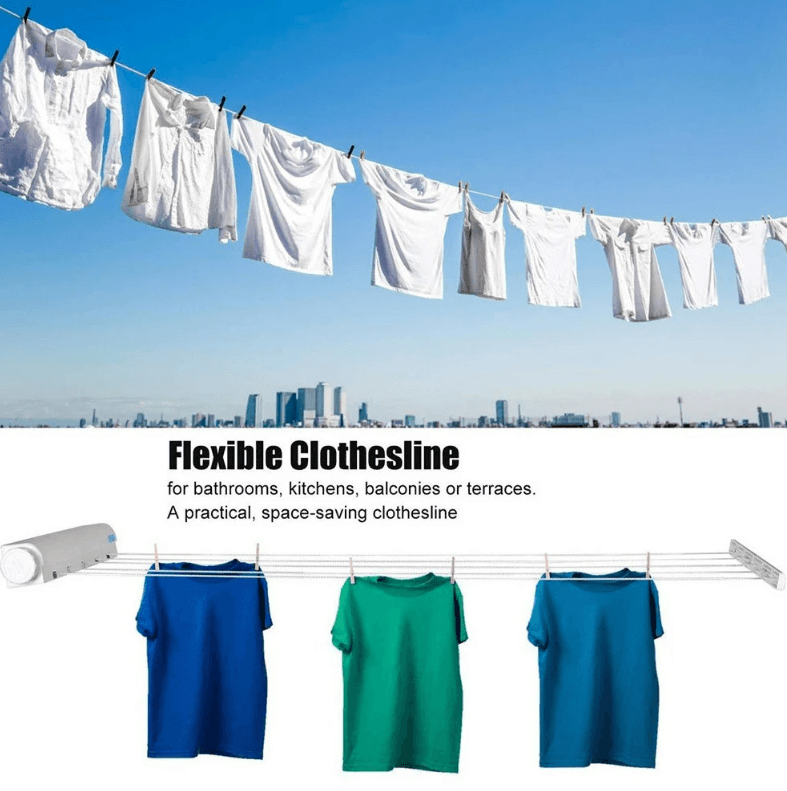 Retractable Clothes Drying Line with Hanger Clips image 3
