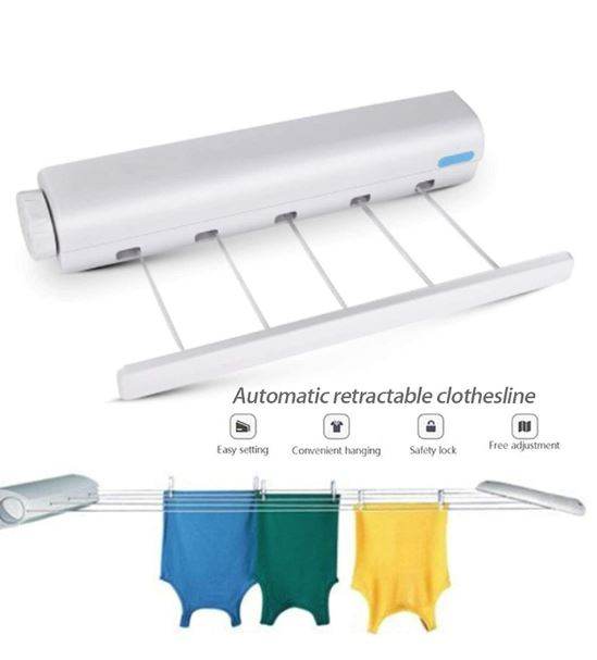 Retractable Clothes Drying Line with Hanger Clips image 5