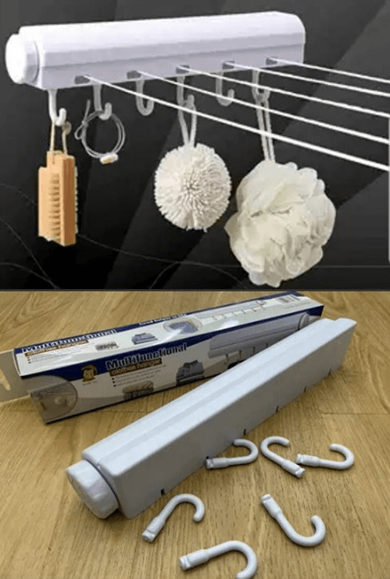 Retractable Clothes Drying Line with Hanger Clips image 7
