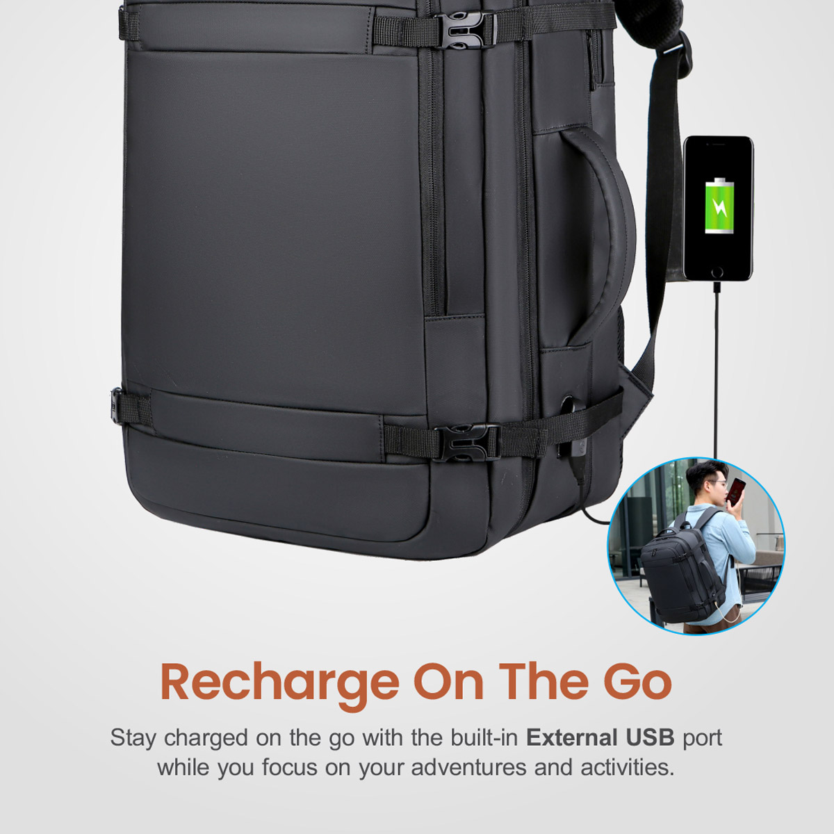 LB310 BACKPACK PU TRAVEL EXPEND BLACK image 3
