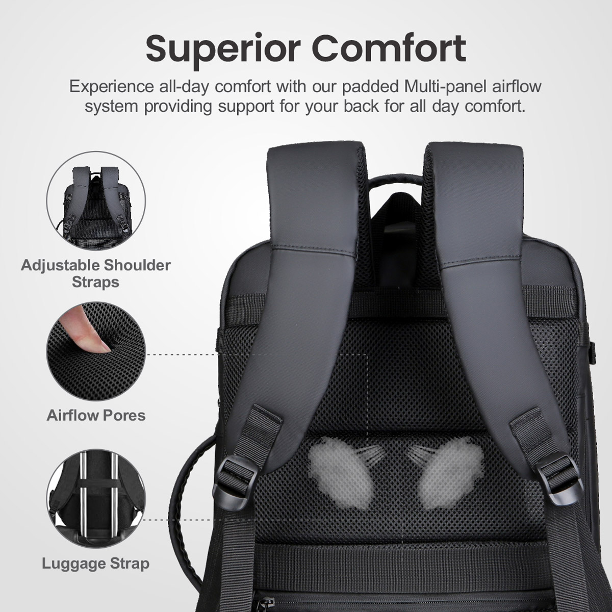 LB310 BACKPACK PU TRAVEL EXPEND BLACK image 4