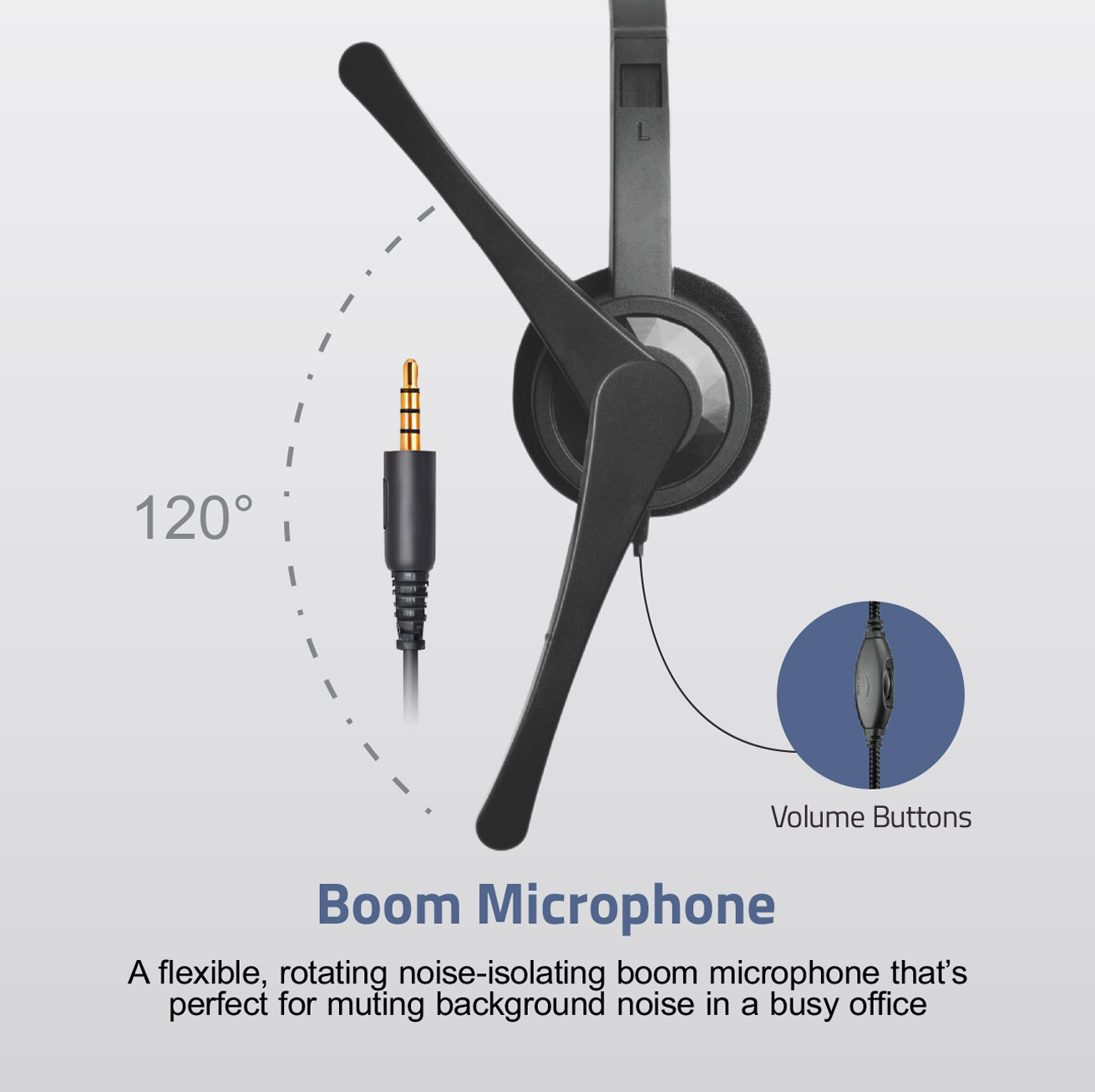 HS600 Over-Ear Headphones with Mic, 1 x 3.5mm Aux Jack for Mic/Audio image 4