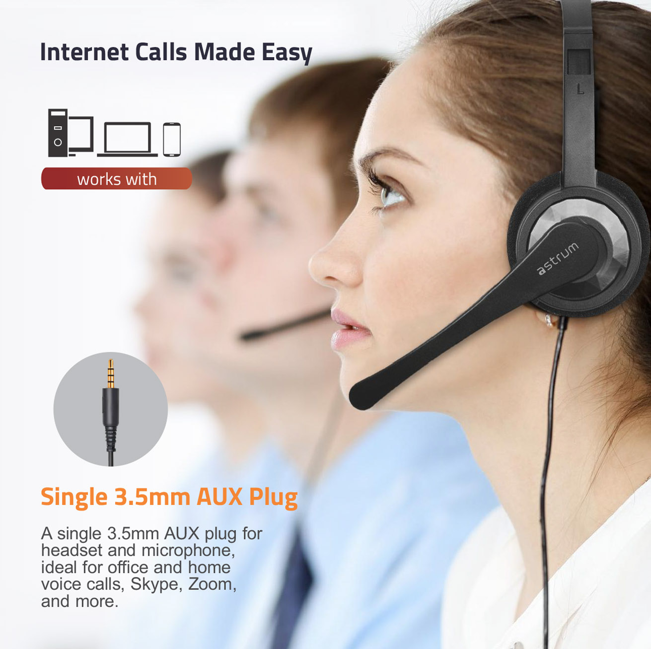 HS600 Over-Ear Headphones with Mic, 1 x 3.5mm Aux Jack for Mic/Audio image 5