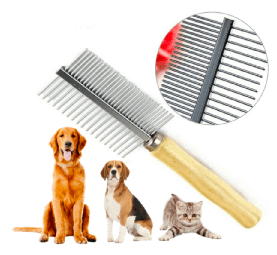 Double Sided Wooden Handle Dog Grooming Comb image 2