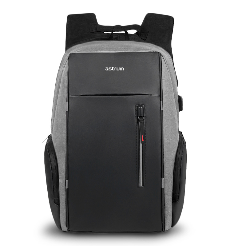 LB210 15″ PU + Nylon Laptop Backpack with USB – Grey image 2